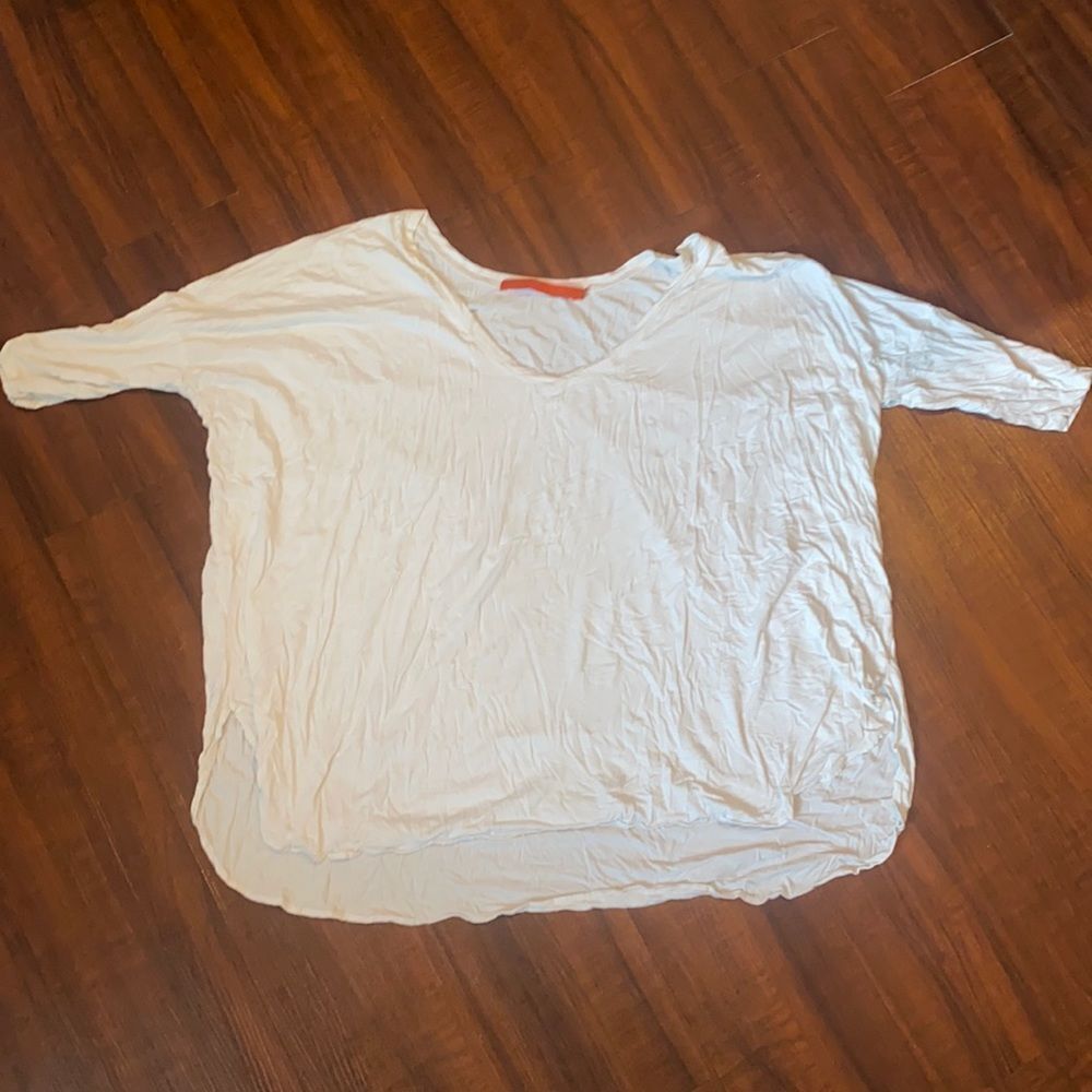 White Short Sleeve Oversized Shirt - One Size